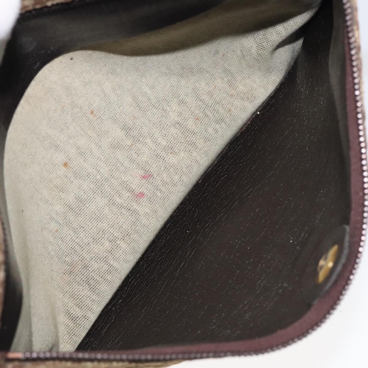 Christian Dior Trotter Canvas Shoulder Bag Brown Gold Auth 118077