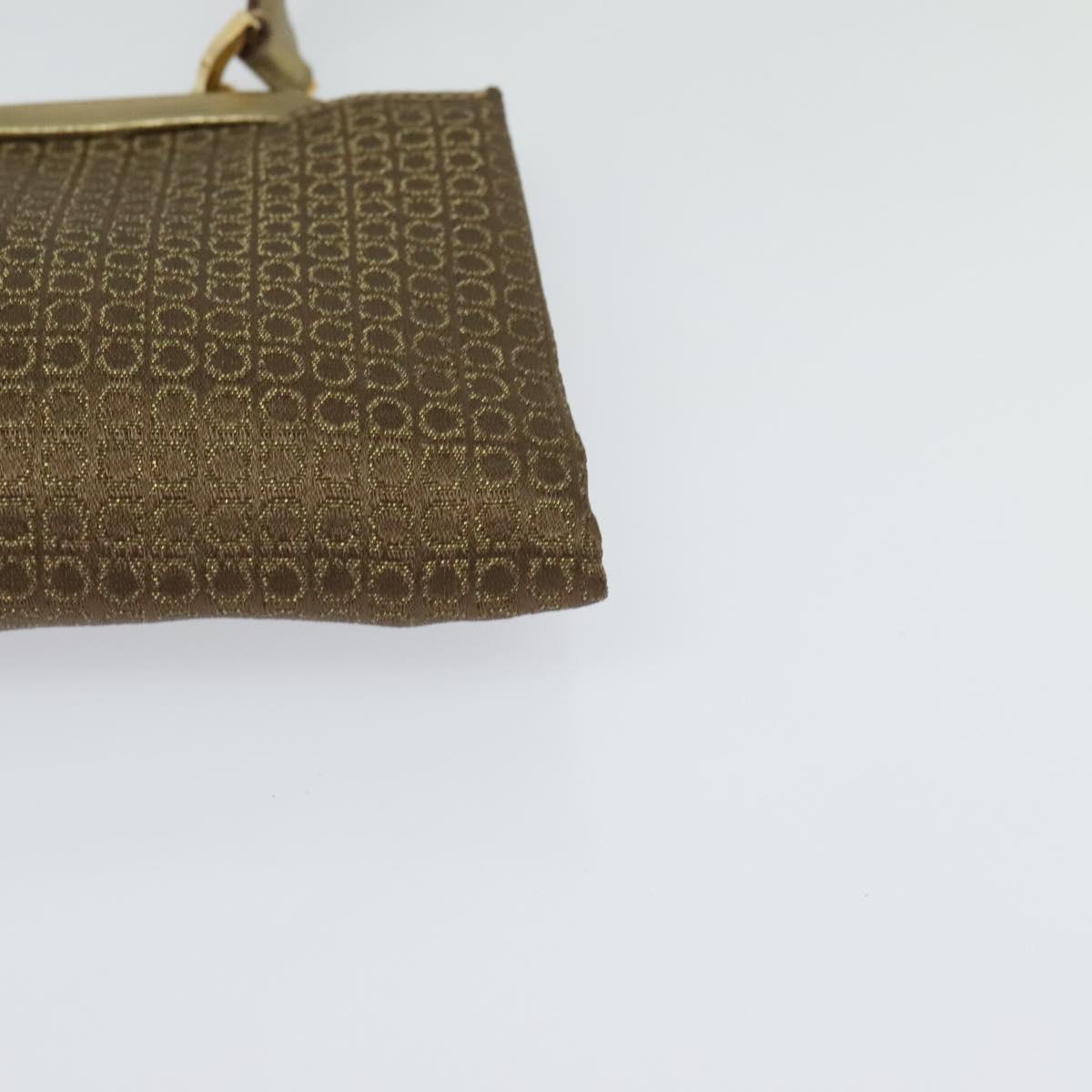 Salvatore Ferragamo Shoulder Bag Canvas Beige Gold Auth 118078A
