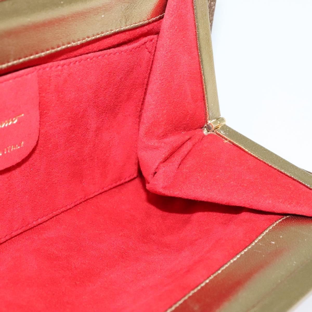 Salvatore Ferragamo Shoulder Bag Canvas Beige Gold Auth 118078A
