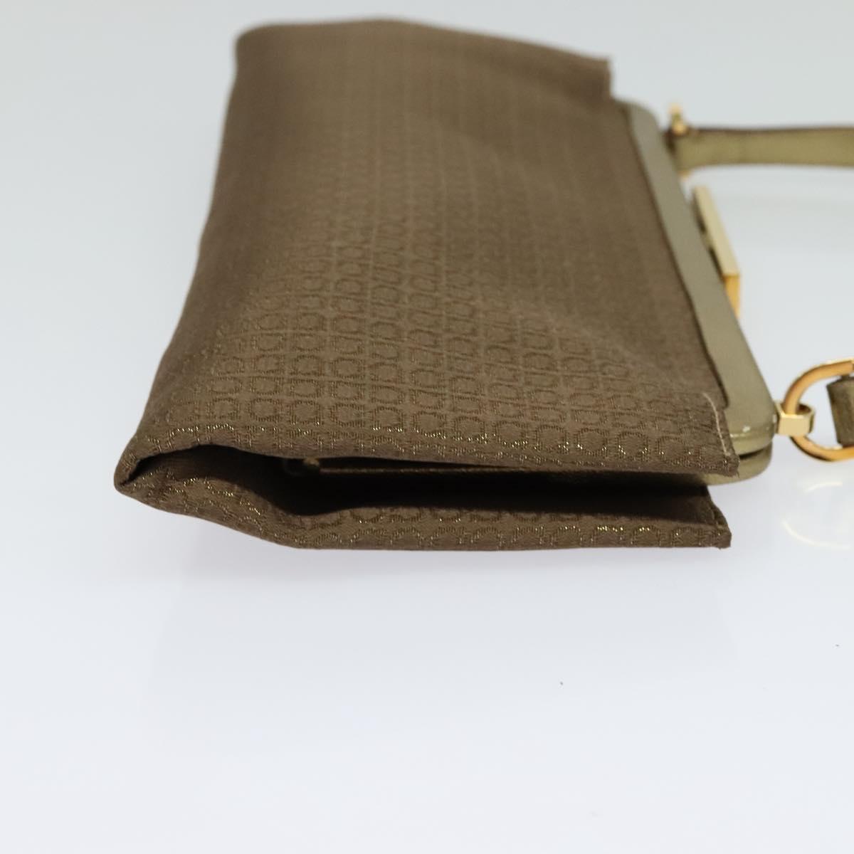 Salvatore Ferragamo Shoulder Bag Canvas Beige Gold Auth 118078A