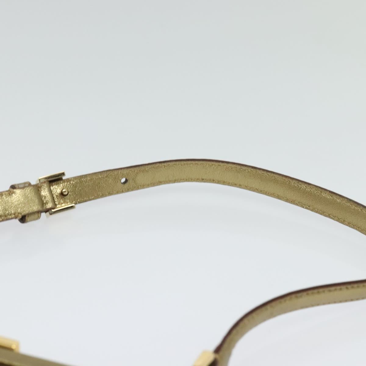 Salvatore Ferragamo Shoulder Bag Canvas Beige Gold Auth 118078A