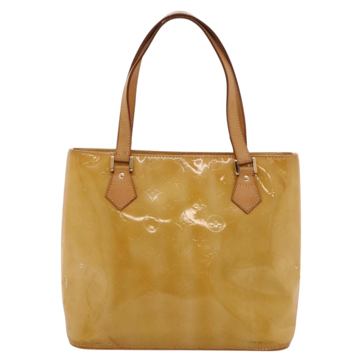 LOUIS VUITTON Monogram Vernis Houston Hand Bag Beige M91004 LV Auth 118102