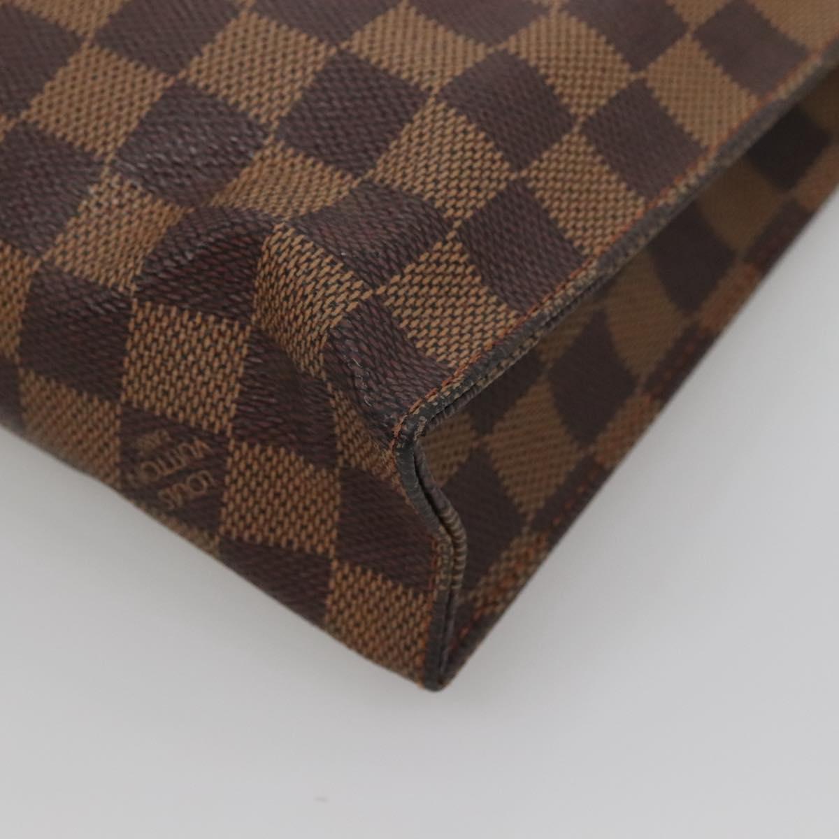 LOUIS VUITTON Damier Ebene Poche Toilette 26 Pouch N47543 LV Auth 118103