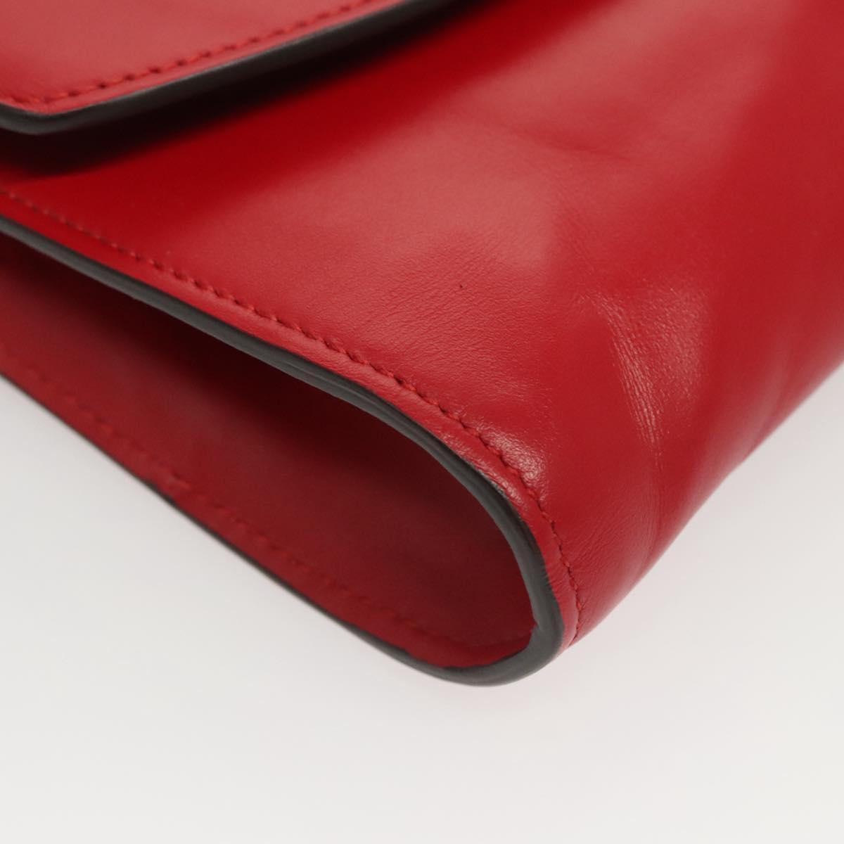 GUCCI Chain Shoulder Bag Leather Red Gold 572375 Auth 118122
