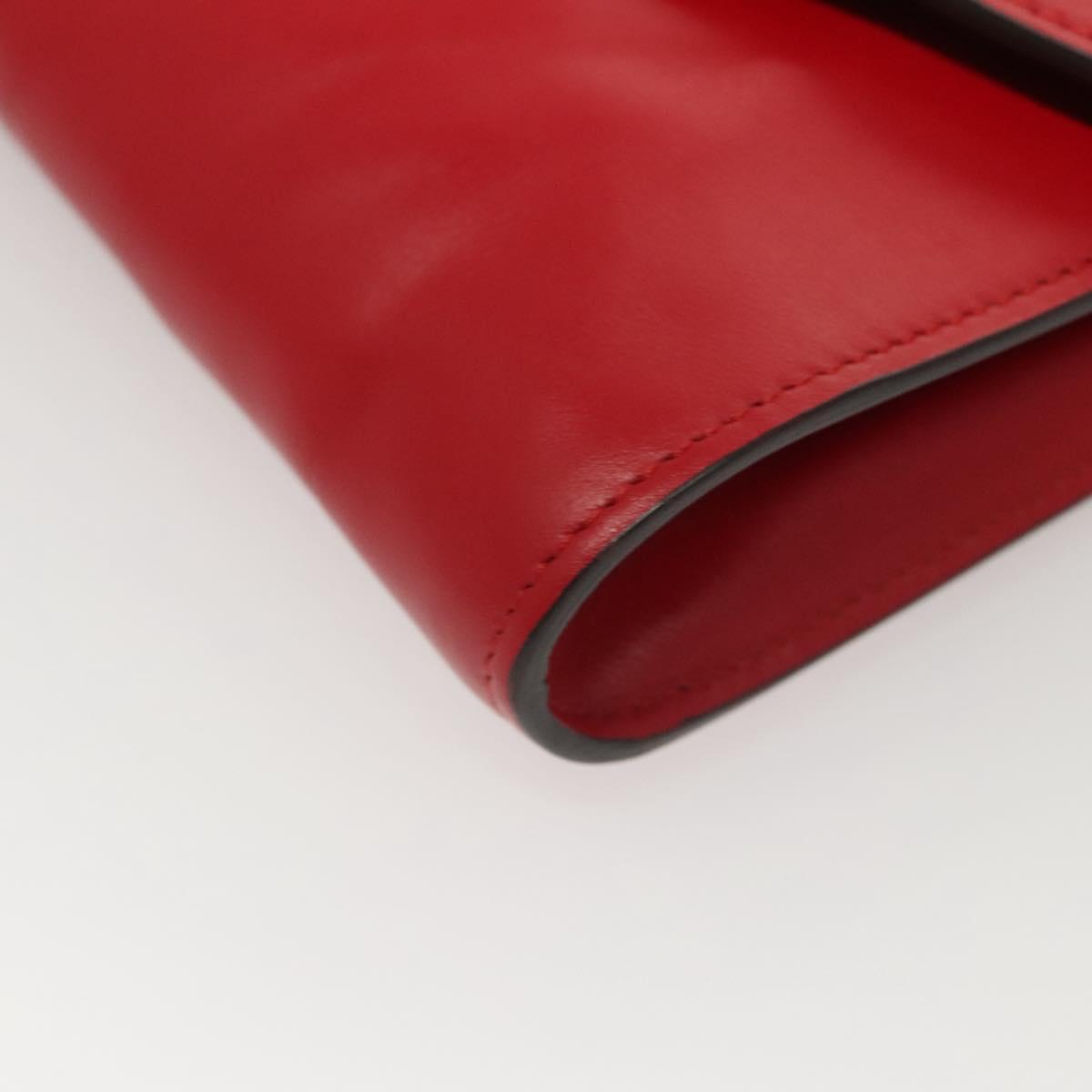 GUCCI Chain Shoulder Bag Leather Red Gold 572375 Auth 118122