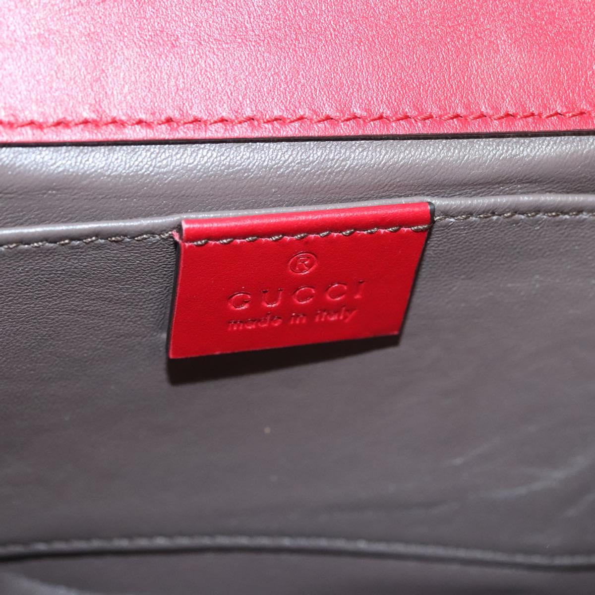 GUCCI Chain Shoulder Bag Leather Red Gold 572375 Auth 118122