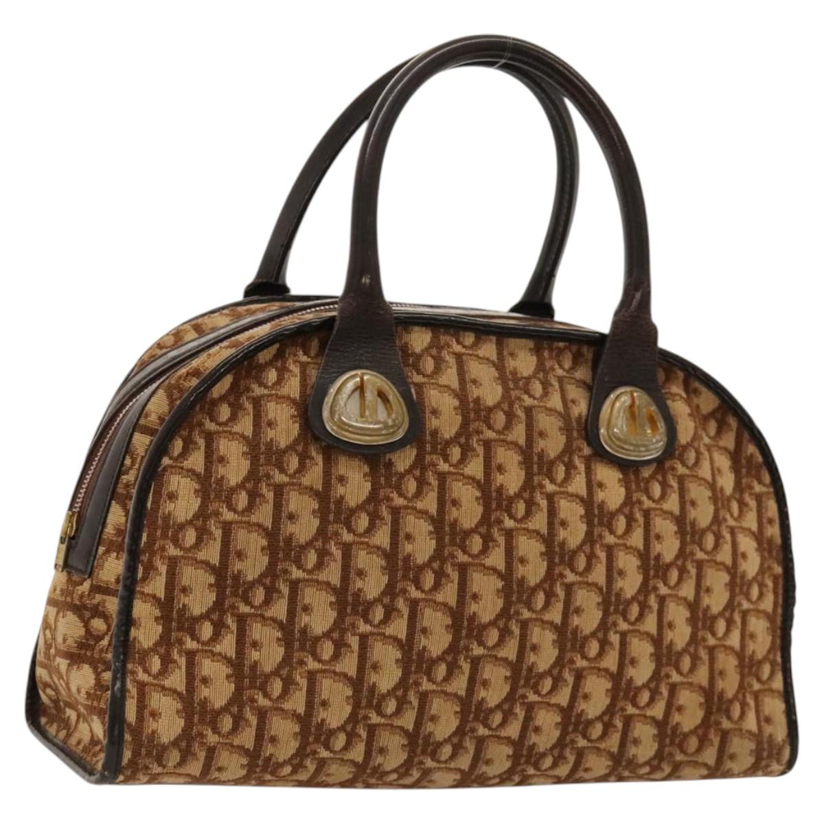 Christian Dior Trotter Canvas Hand Bag Brown Auth 118124