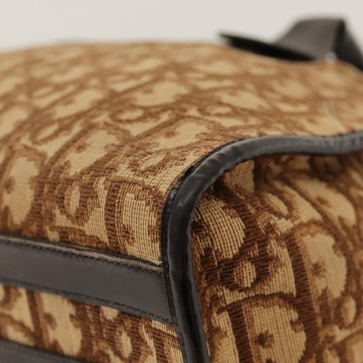 Christian Dior Trotter Canvas Hand Bag Brown Auth 118124