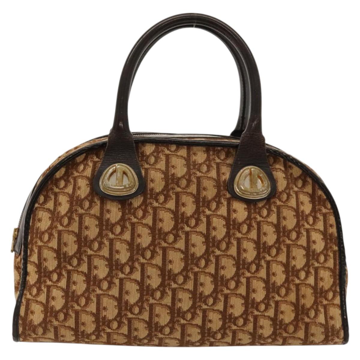 Christian Dior Trotter Canvas Hand Bag Brown Auth 118124