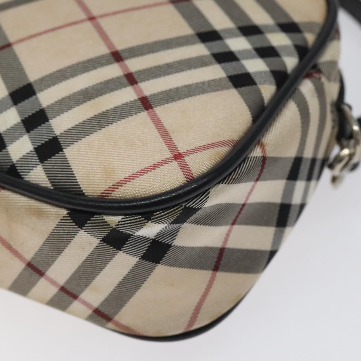 BURBERRY Nova Check Blue Label Accessory Pouch Nylon Beige Auth 118129