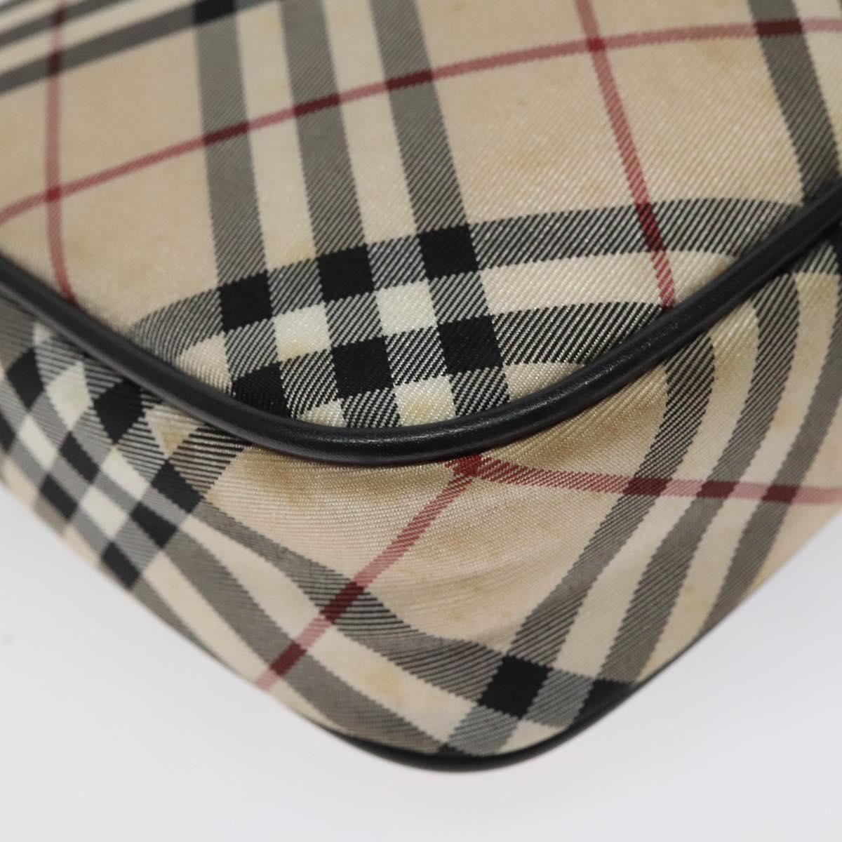 BURBERRY Nova Check Blue Label Accessory Pouch Nylon Beige Auth 118129