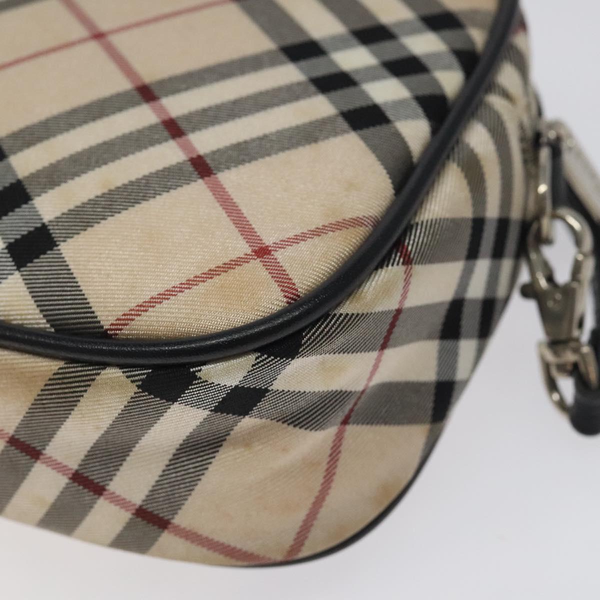 BURBERRY Nova Check Blue Label Accessory Pouch Nylon Beige Auth 118129