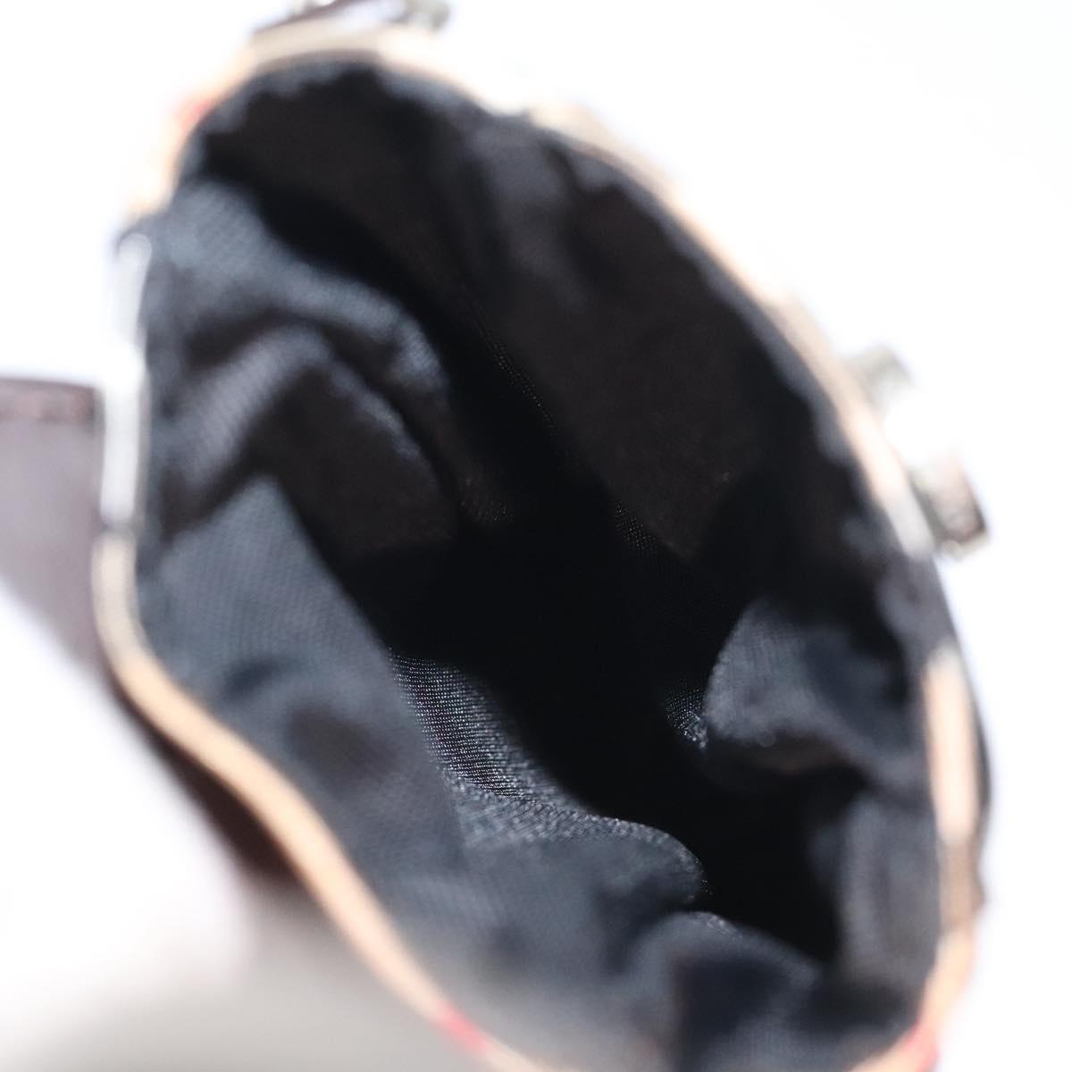 Burberrys Nova Check Blue Label Pouch Nylon Beige Silver Auth 118134