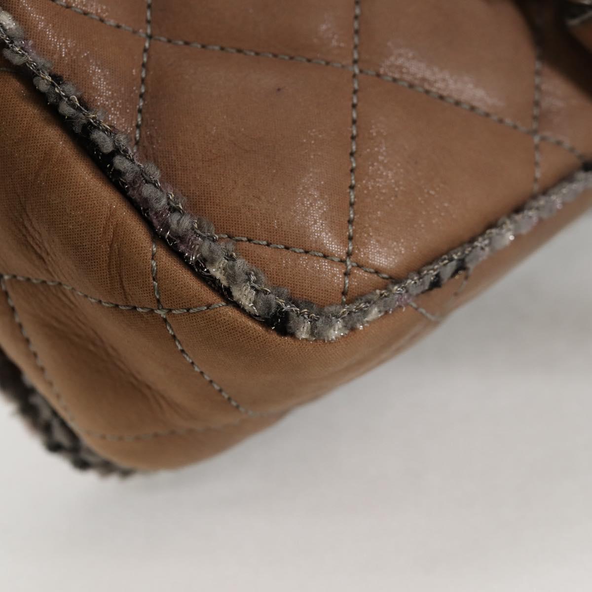 CHANEL Matelasse Chain Shoulder Bag Coated Canvas Beige CC Auth 118136A