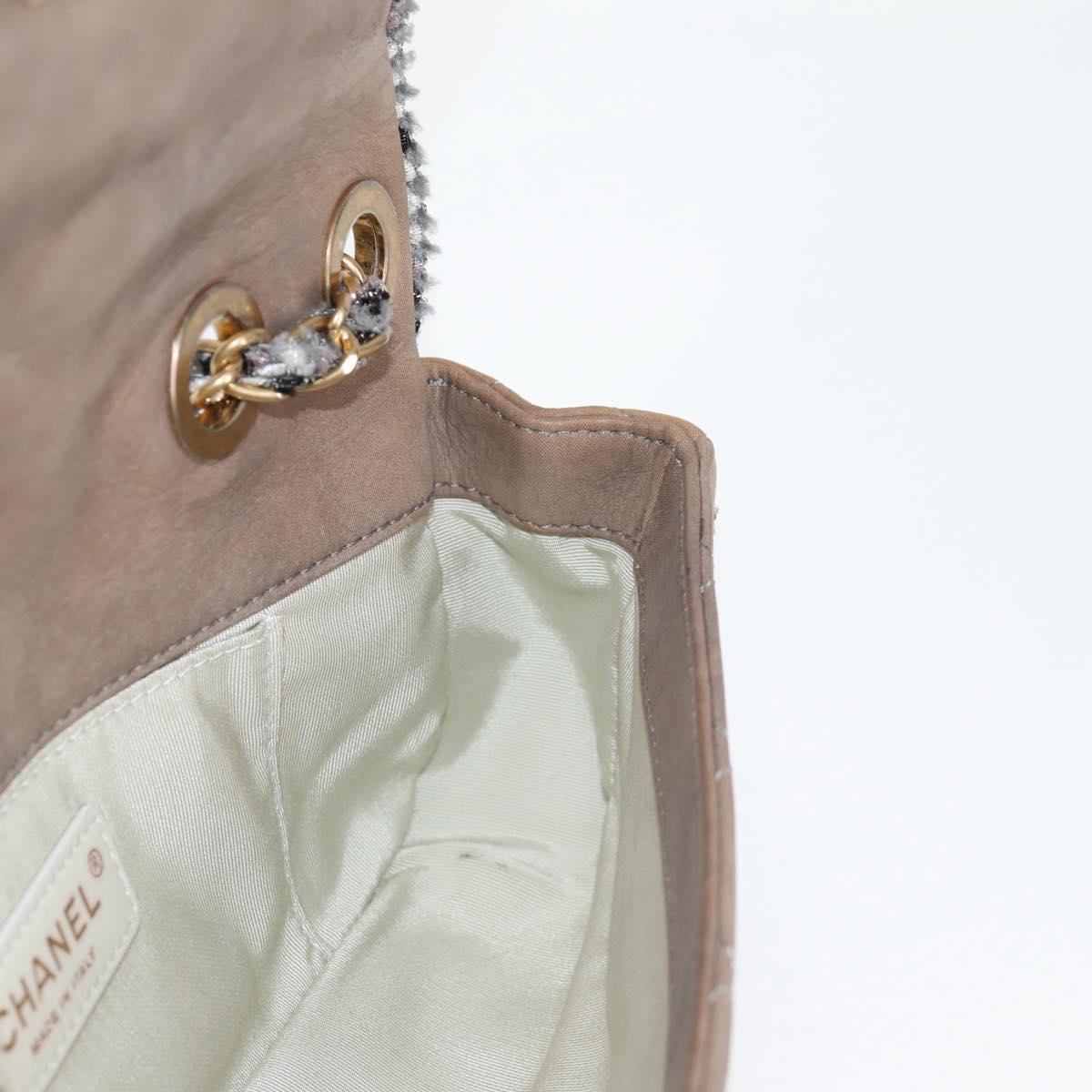 CHANEL Matelasse Chain Shoulder Bag Coated Canvas Beige CC Auth 118136A