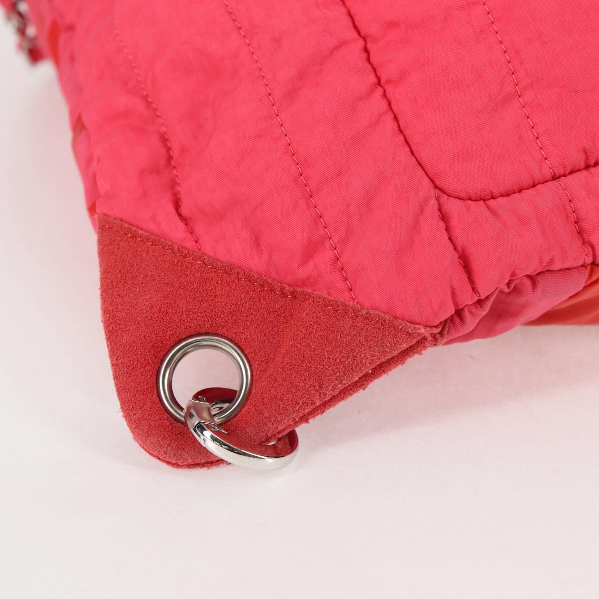 CHANEL Chain Backpack Nylon Pink Silver CC Auth 118138AM