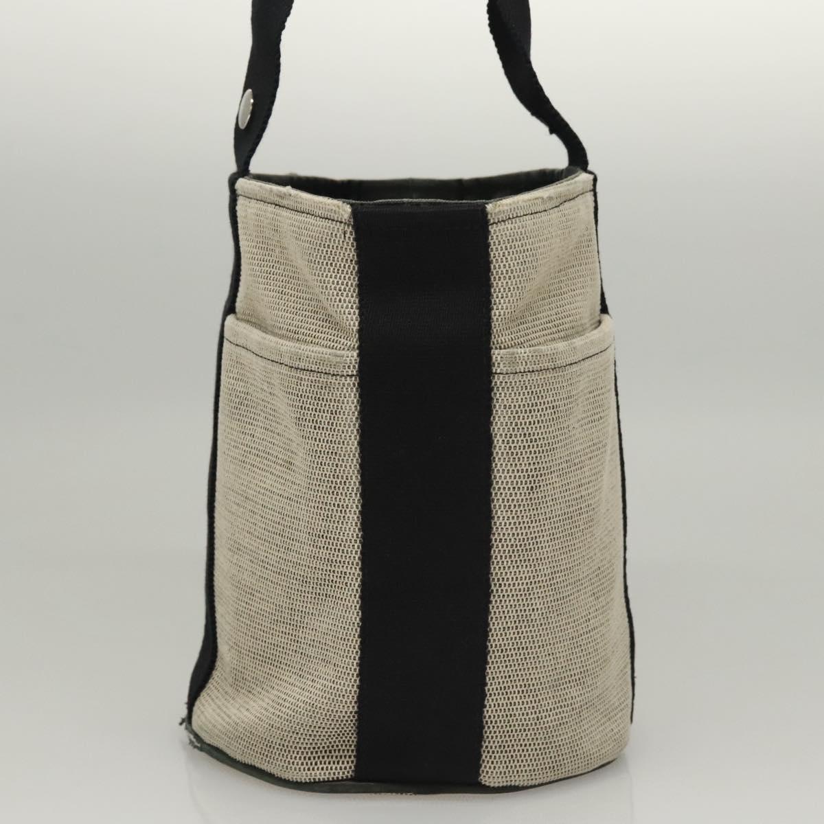 HERMES Sakso Hand Bag Canvas Gray Auth 118151