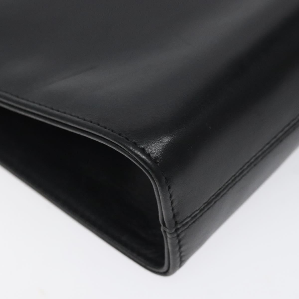 Salvatore Ferragamo Gancini Chain Shoulder Bag Leather Black Gold Auth 118161