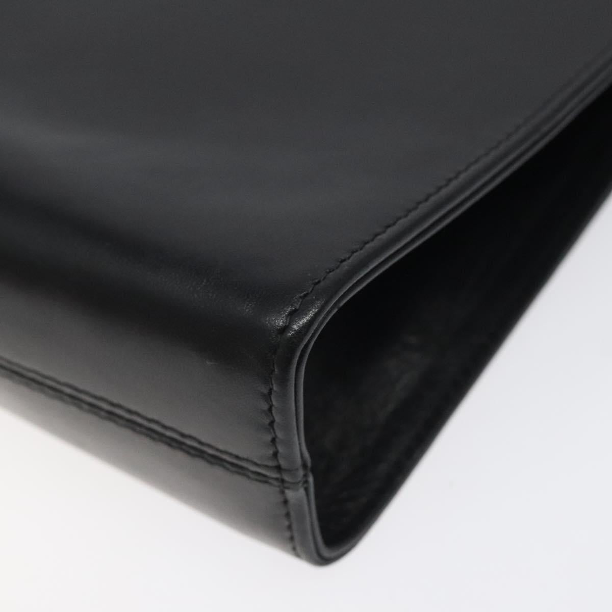 Salvatore Ferragamo Gancini Chain Shoulder Bag Leather Black Gold Auth 118161