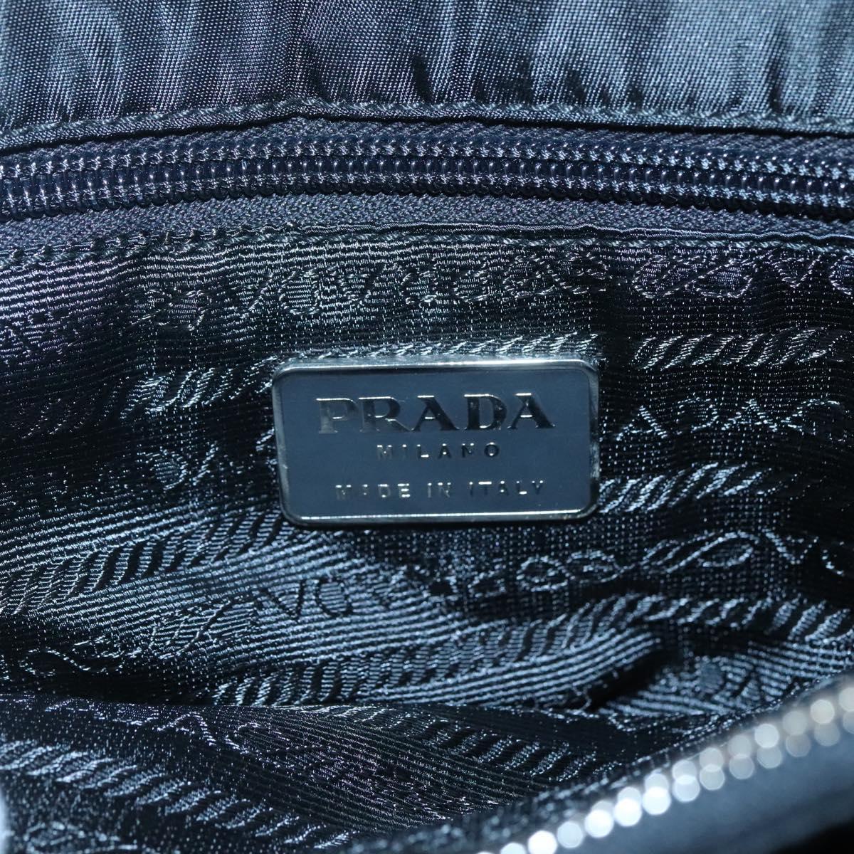 PRADA Shoulder Bag Nylon Black Silver Auth 118177