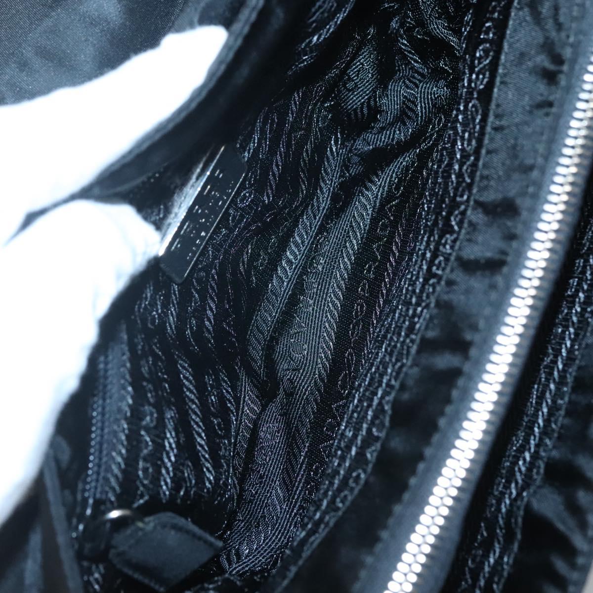 PRADA Shoulder Bag Nylon Black Silver Auth 118177