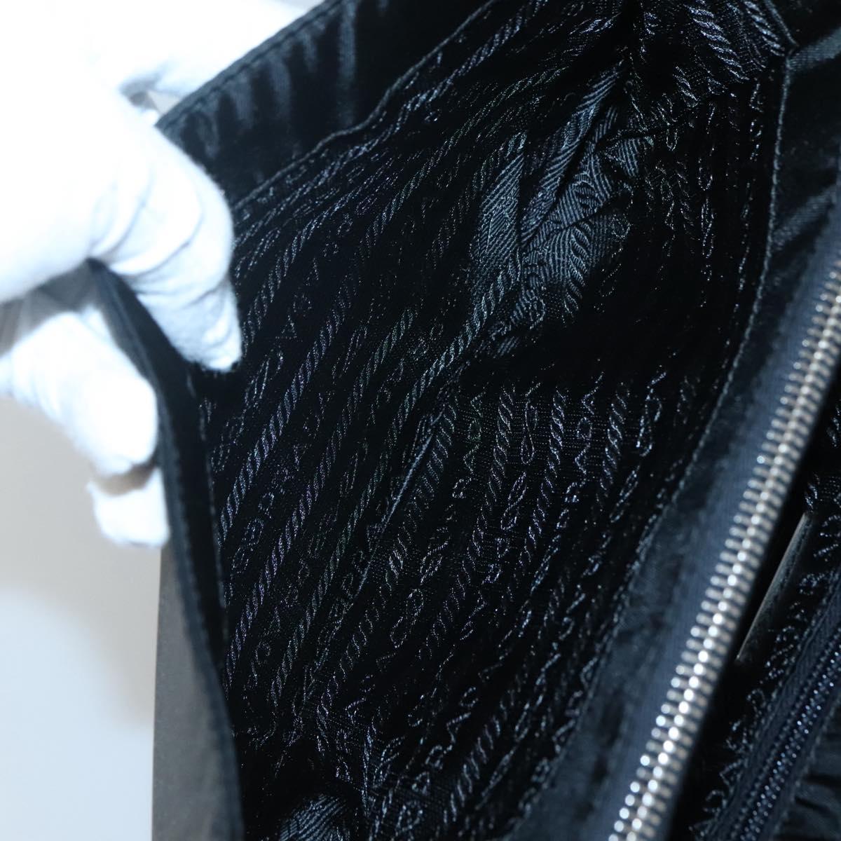 PRADA Shoulder Bag Nylon Black Silver Auth 118177