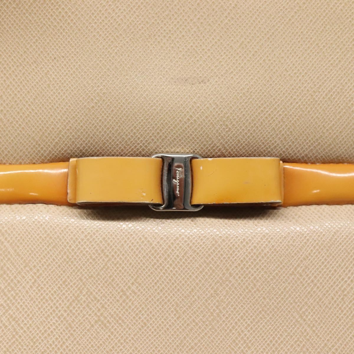 Salvatore Ferragamo Shoulder Bag Leather Beige Silver Auth 118188