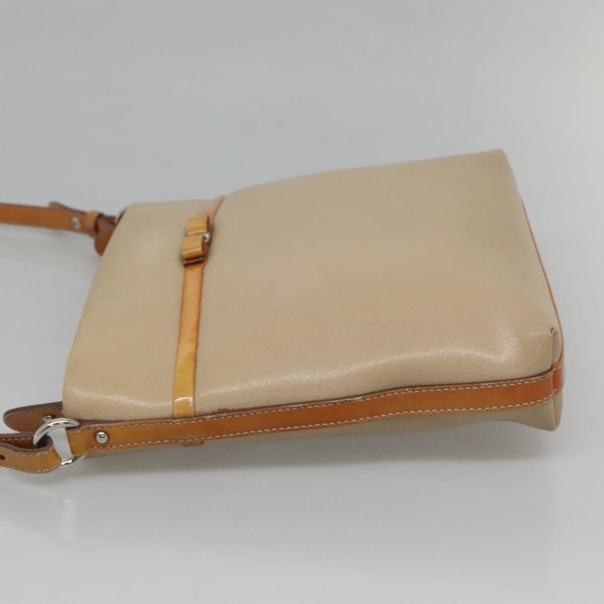 Salvatore Ferragamo Shoulder Bag Leather Beige Silver Auth 118188