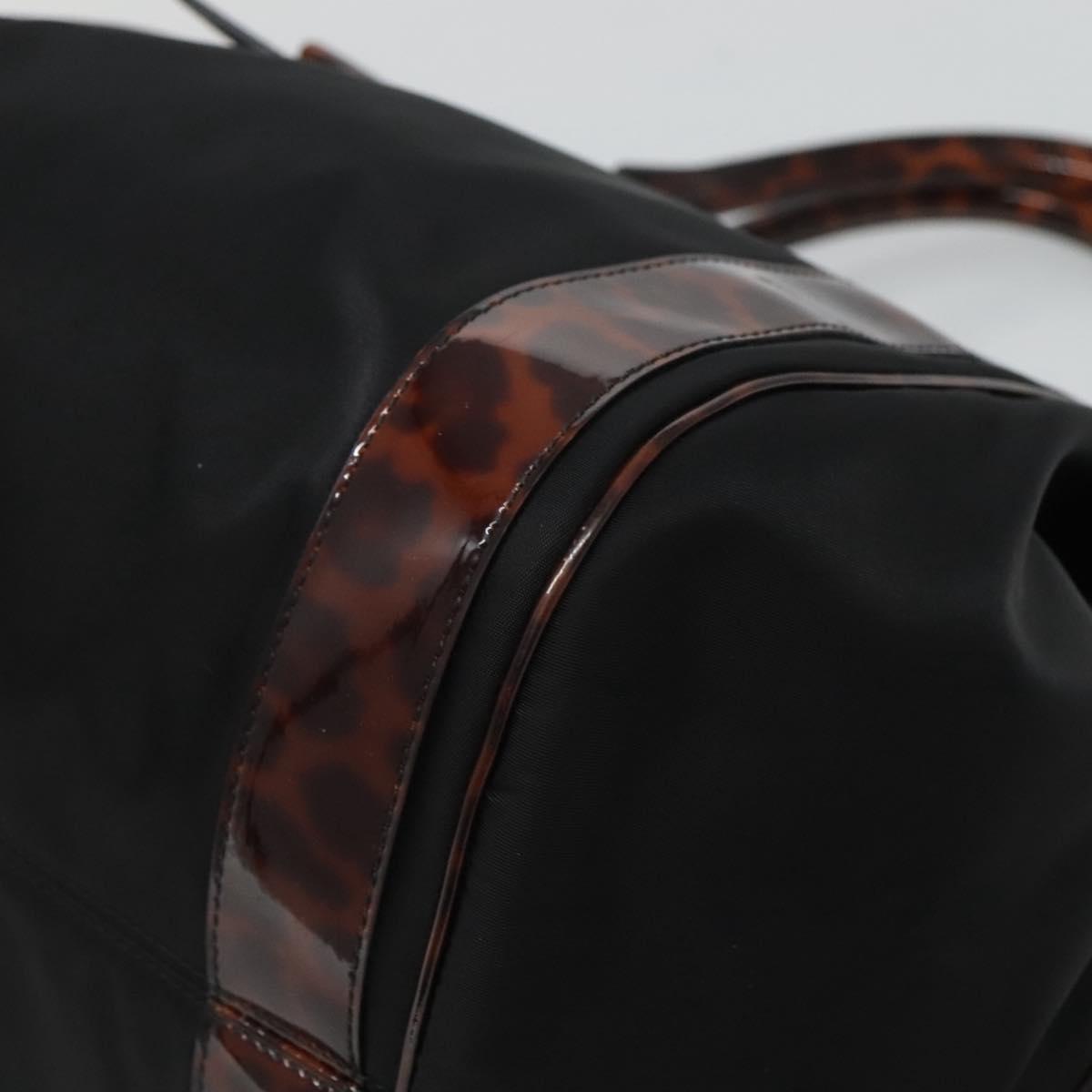 Salvatore Ferragamo Shoulder Bag Nylon Black Gold Auth 118189