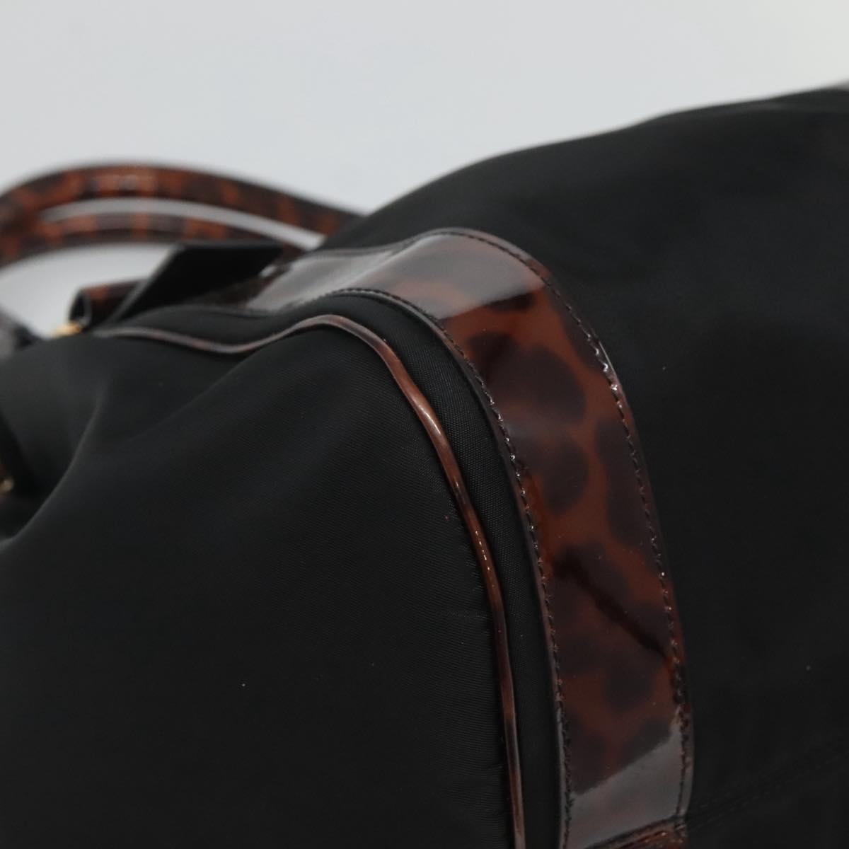 Salvatore Ferragamo Shoulder Bag Nylon Black Gold Auth 118189