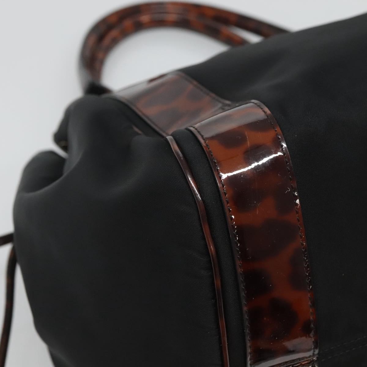 Salvatore Ferragamo Shoulder Bag Nylon Black Gold Auth 118189