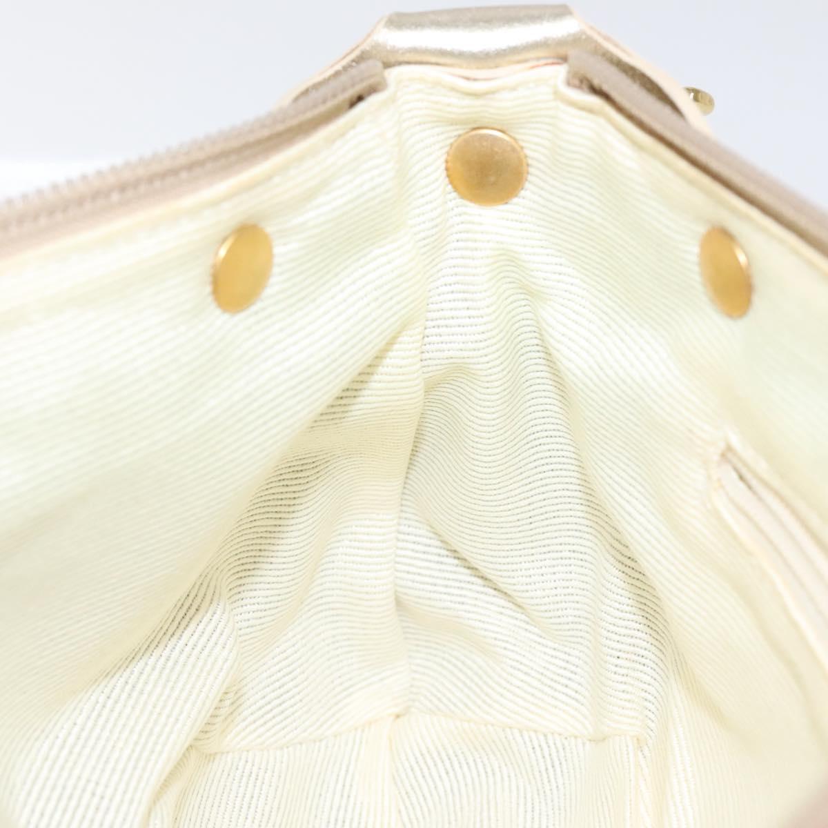 Salvatore Ferragamo Gancini Shoulder Bag Canvas Cream Gold Auth 118190