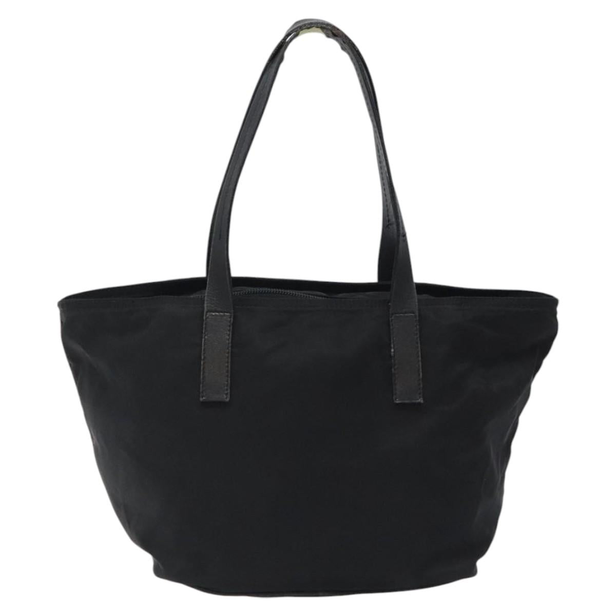 PRADA Hand Bag Nylon Black Silver Auth 118193