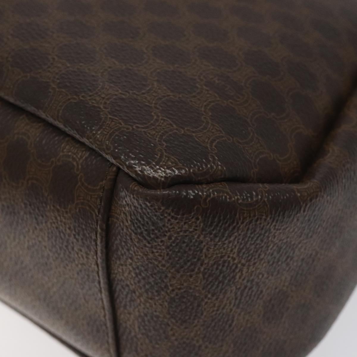 CELINE Macadam Canvas Hand Bag PVC Leather Brown Gold Auth 118198