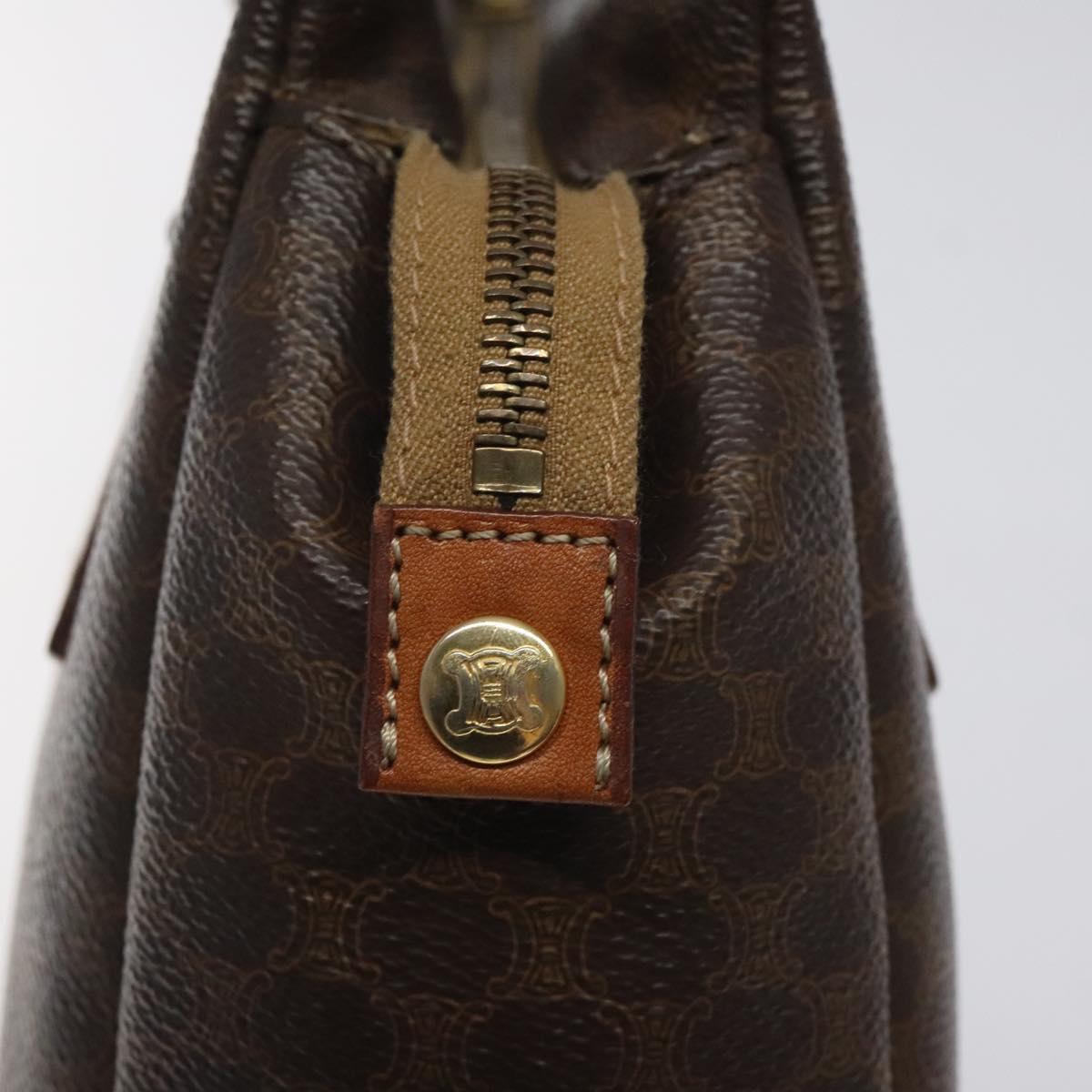 CELINE Macadam Canvas Hand Bag PVC Leather Brown Gold Auth 118198