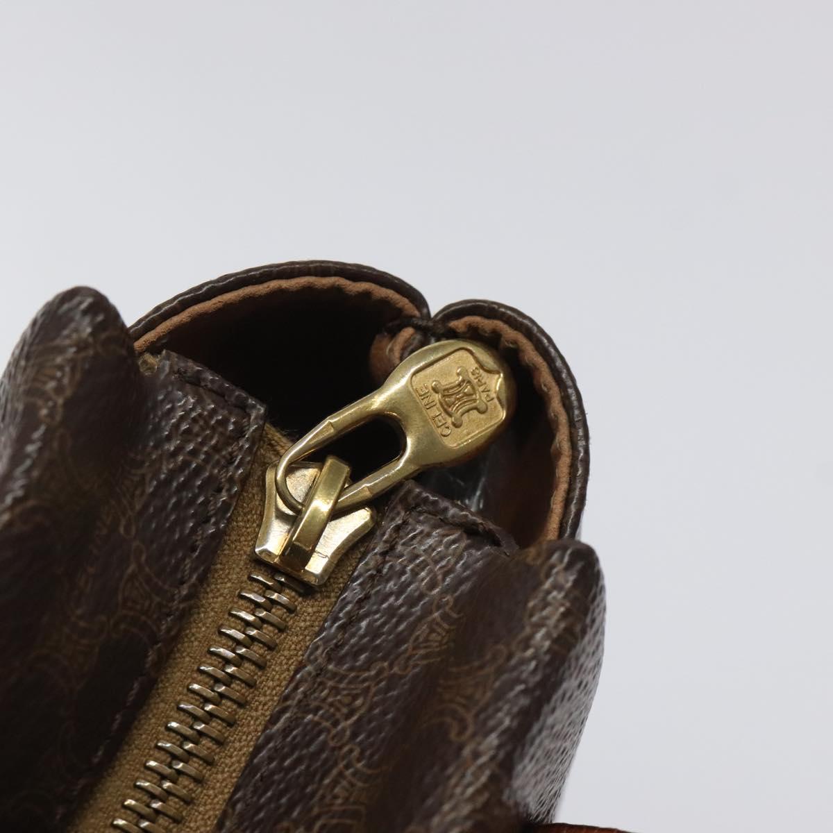 CELINE Macadam Canvas Hand Bag PVC Leather Brown Gold Auth 118198