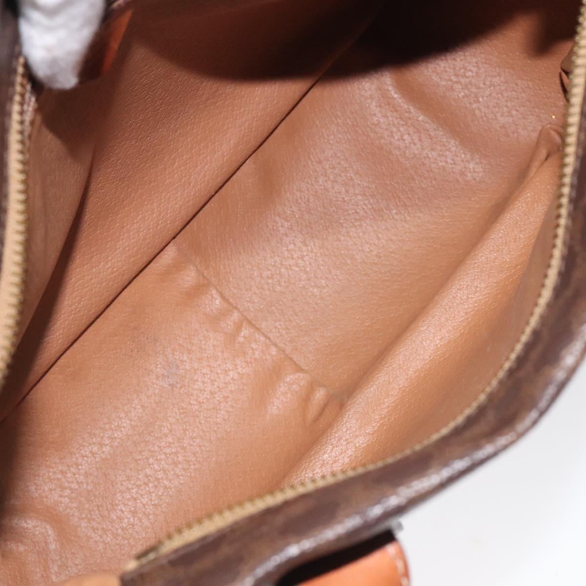 CELINE Macadam Canvas Hand Bag PVC Leather Brown Gold Auth 118198