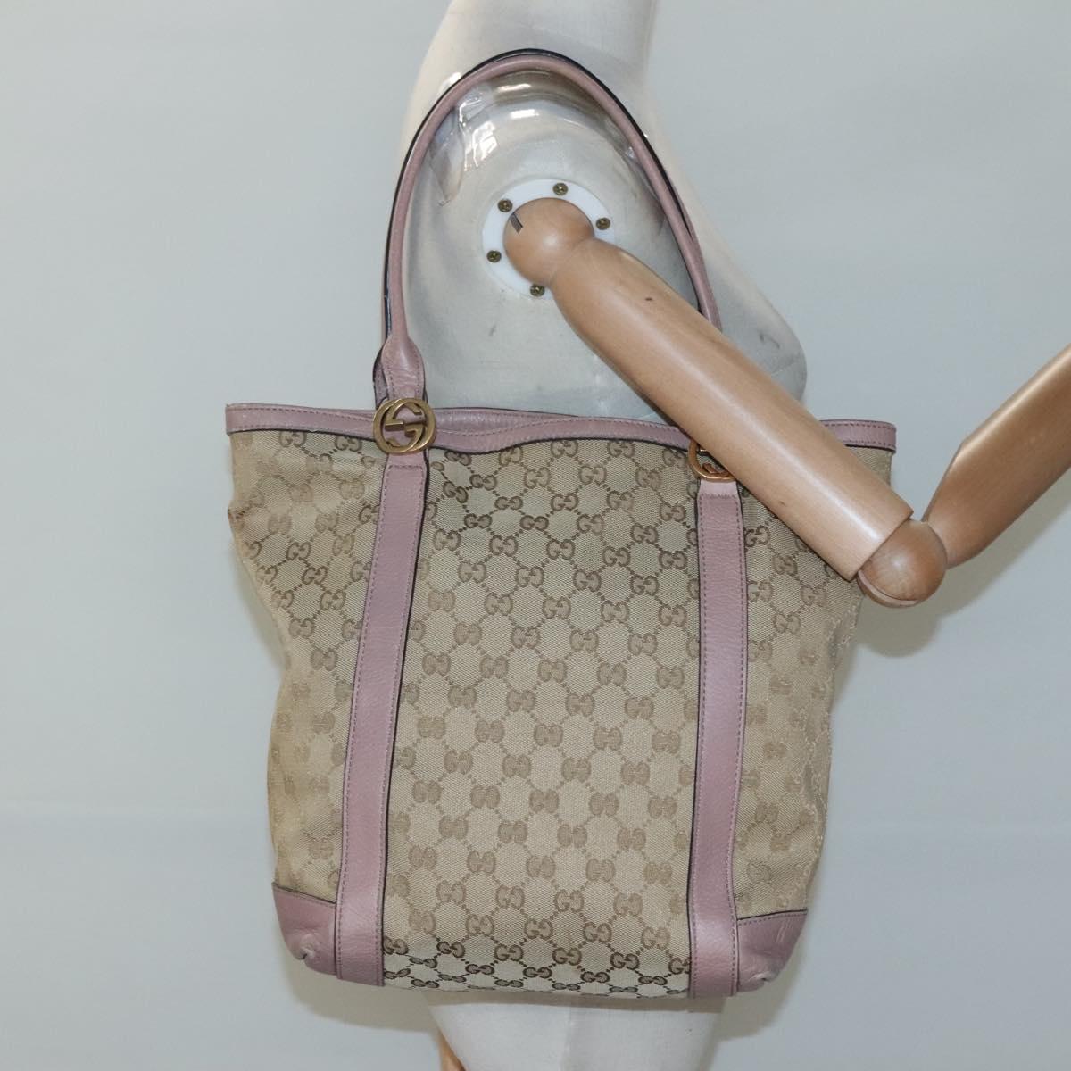 GUCCI GG Canvas Shoulder Bag Beige Gold 342591 Auth 118199