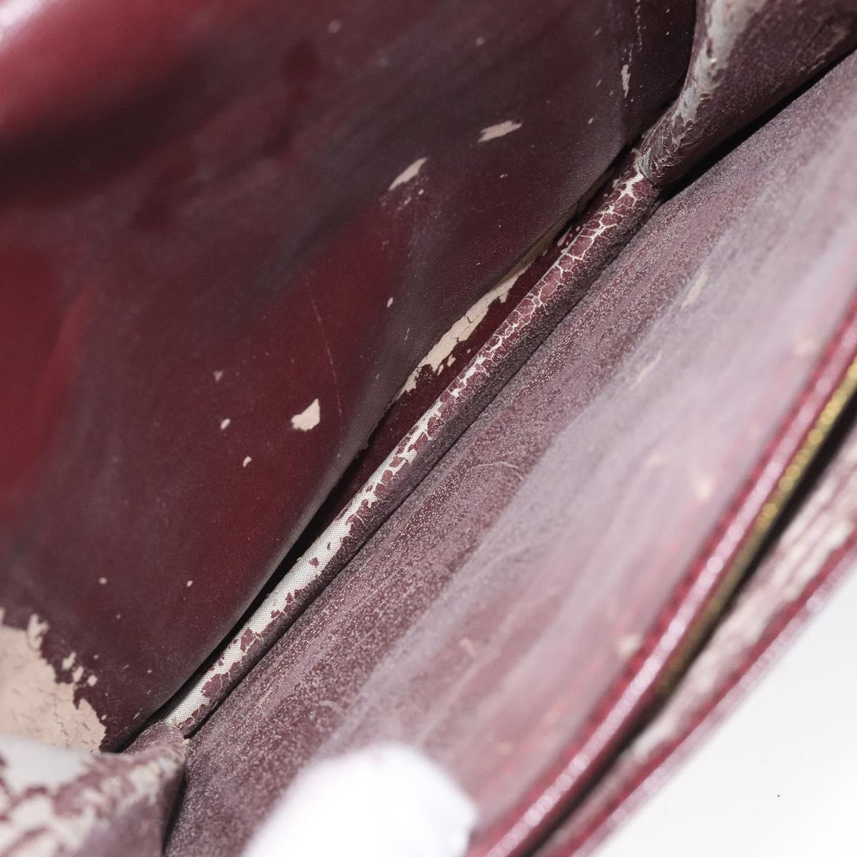 CARTIER Must Line Shoulder Bag Leather Wine Red Gold Auth 118206