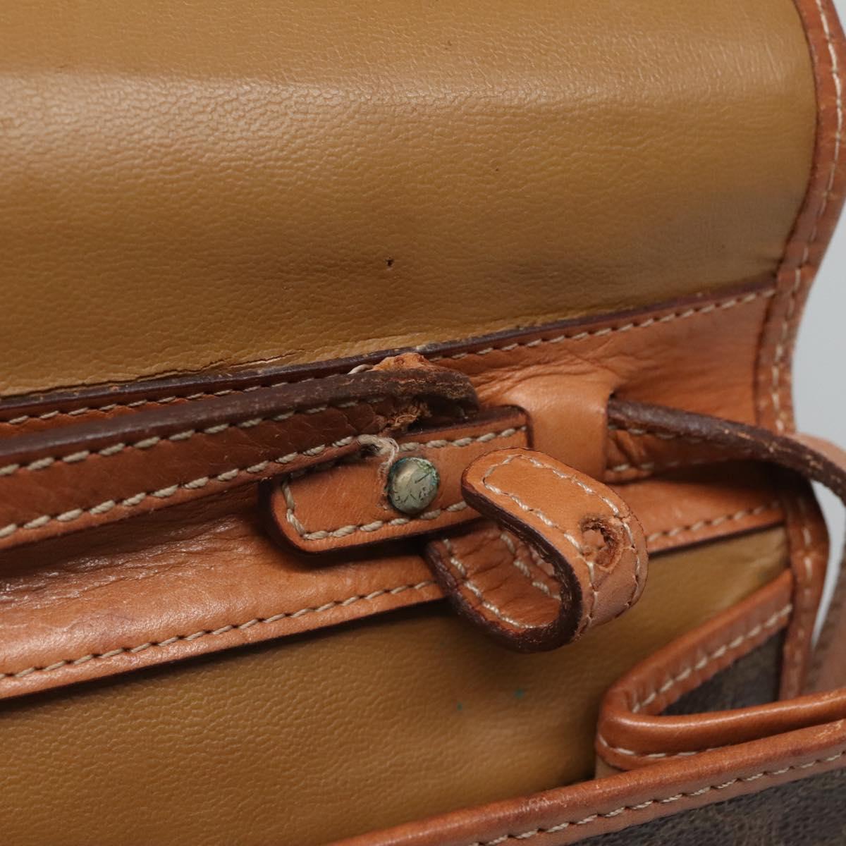 CELINE Macadam Canvas Shoulder Bag PVC Leather Brown Gold Auth 118208