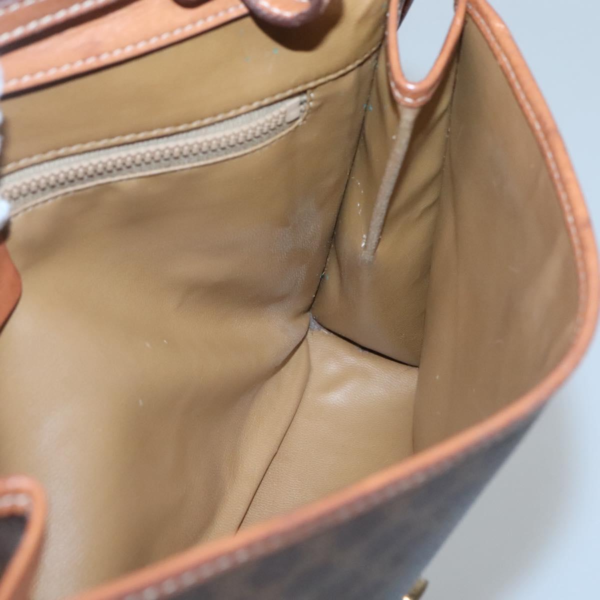 CELINE Macadam Canvas Shoulder Bag PVC Leather Brown Gold Auth 118208