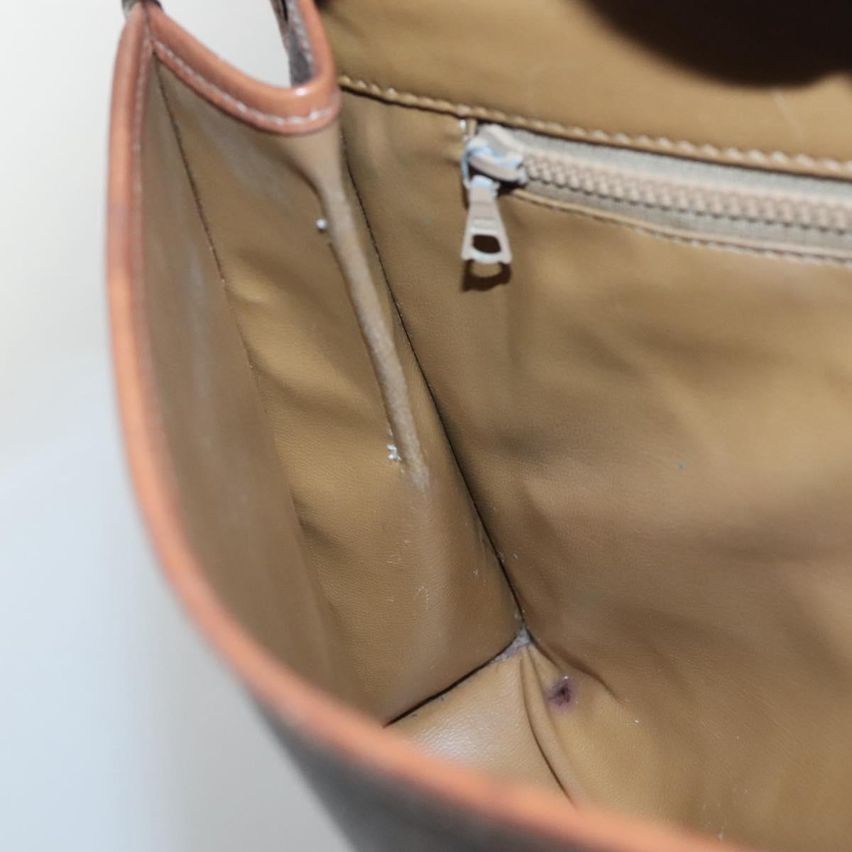 CELINE Macadam Canvas Shoulder Bag PVC Leather Brown Gold Auth 118208