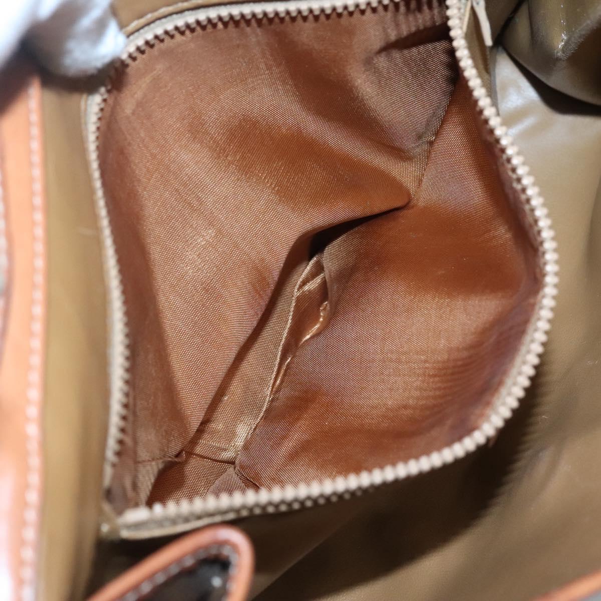 CELINE Macadam Canvas Shoulder Bag PVC Leather Brown Gold Auth 118208