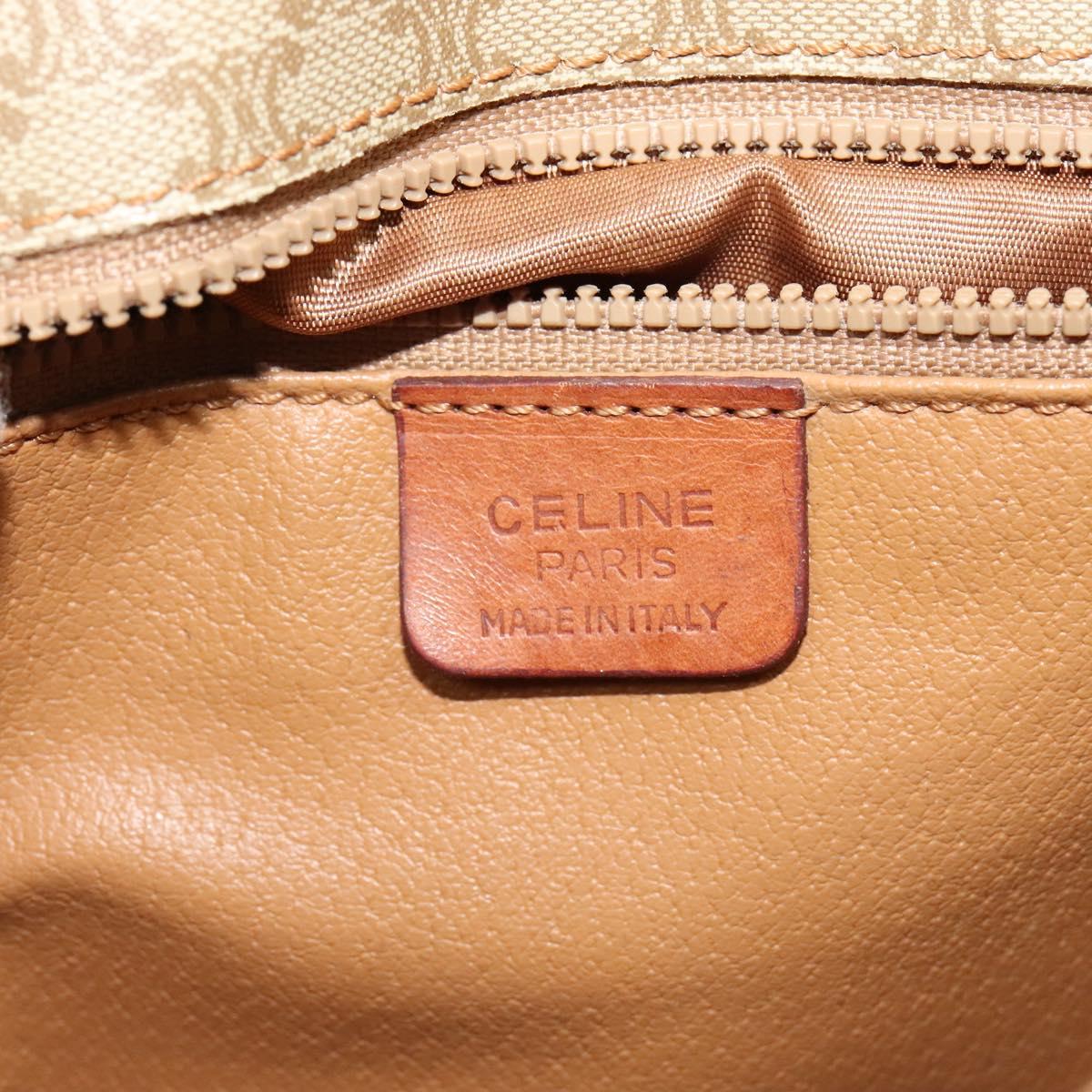 CELINE Macadam Canvas Shoulder Bag PVC Beige Gold Auth 118209