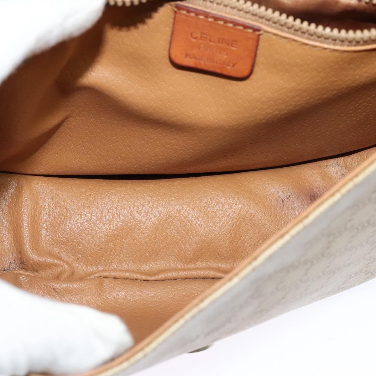 CELINE Macadam Canvas Shoulder Bag PVC Beige Gold Auth 118209