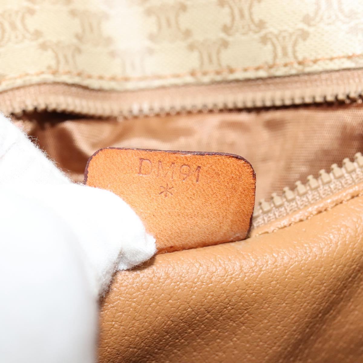 CELINE Macadam Canvas Shoulder Bag PVC Beige Gold Auth 118209