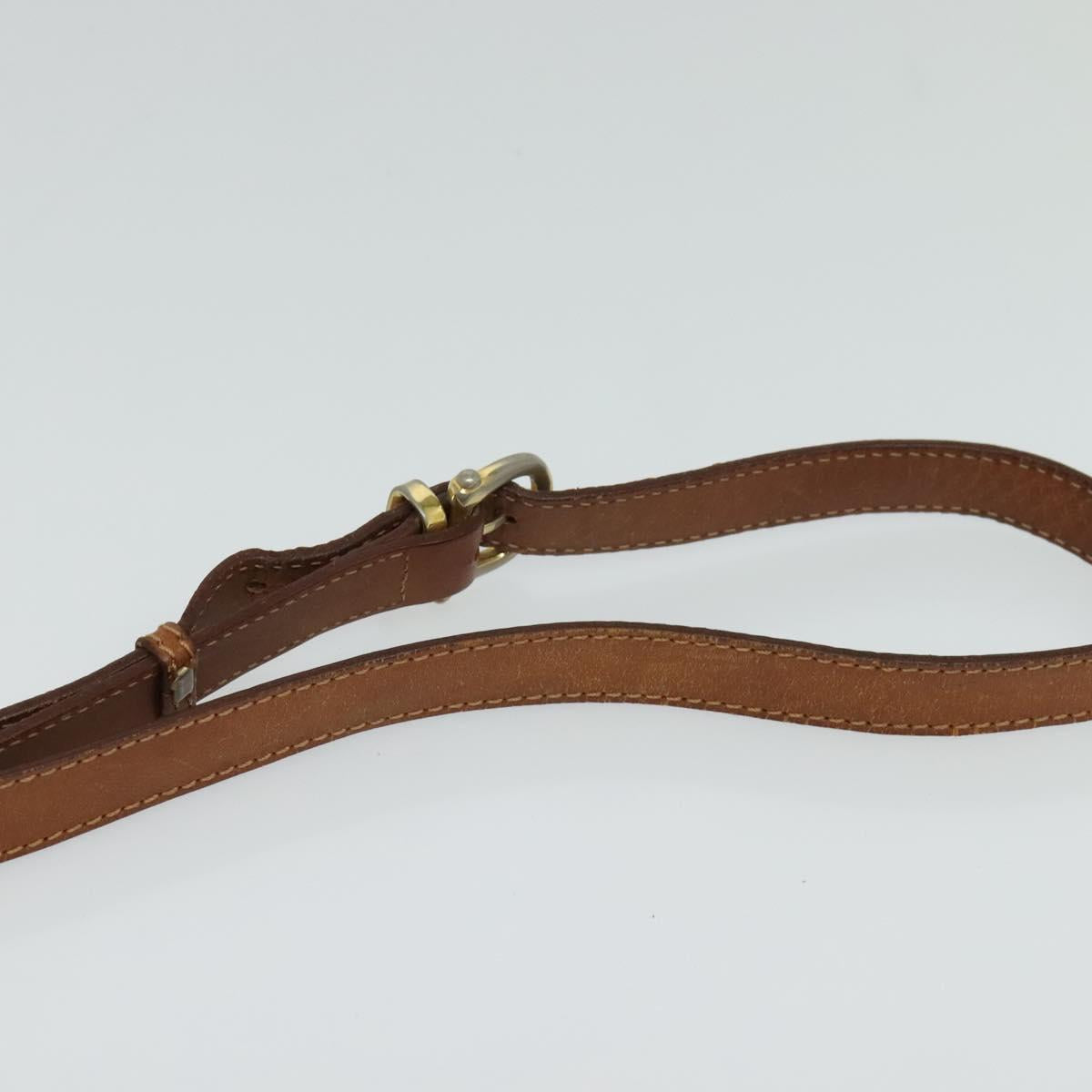 CELINE Macadam Canvas Shoulder Bag PVC Beige Gold Auth 118209