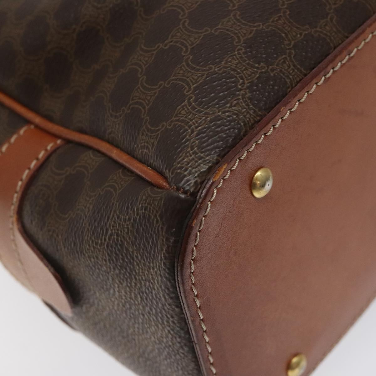 CELINE Macadam Canvas Hand Bag PVC Leather Brown Gold Auth 118211
