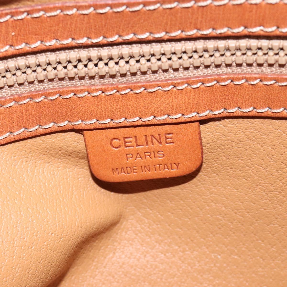 CELINE Macadam Canvas Hand Bag PVC Leather Brown Gold Auth 118211