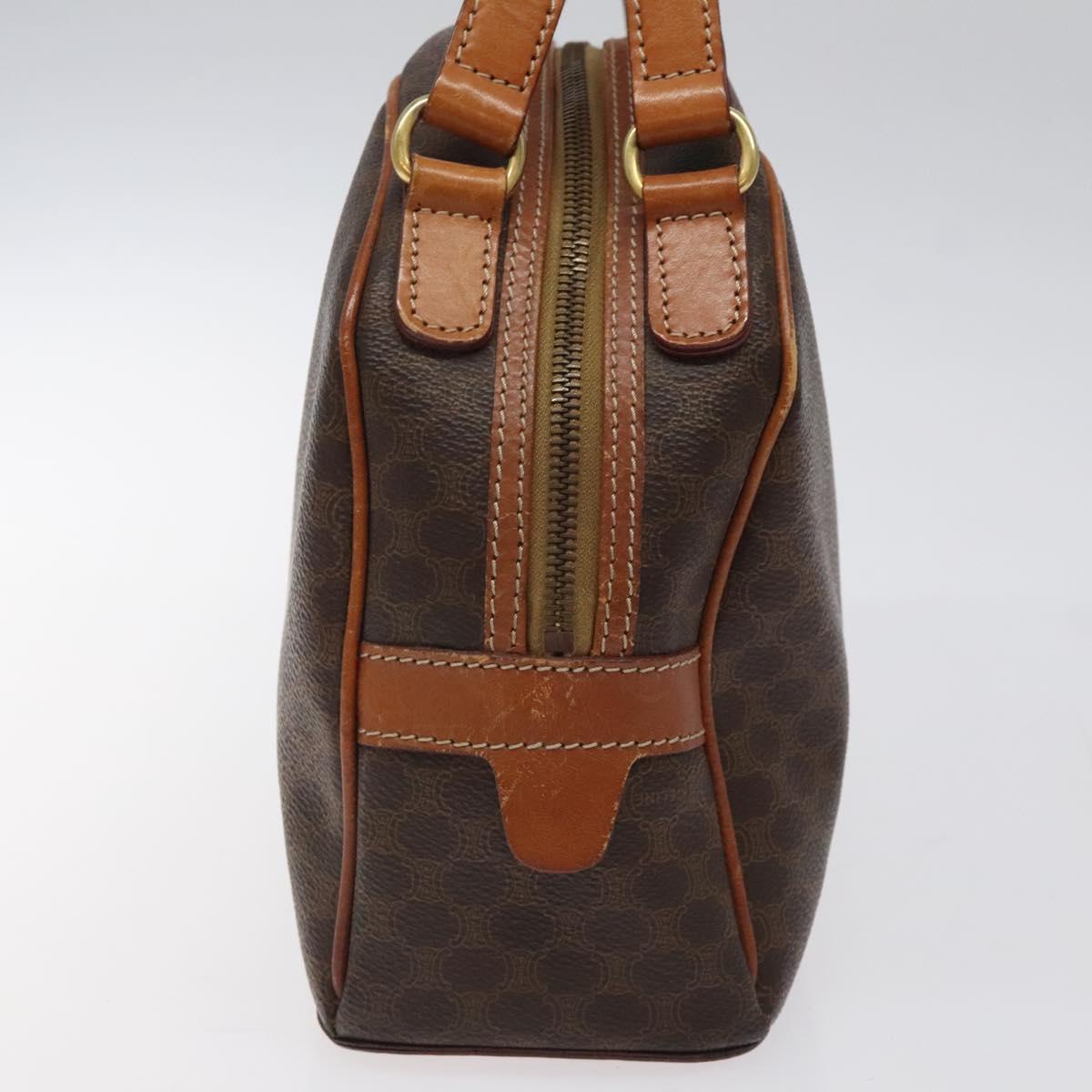 CELINE Macadam Canvas Hand Bag PVC Leather Brown Gold Auth 118211